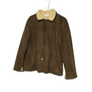 Alfred Dunner Faux Suede Jacket Brown Size 12